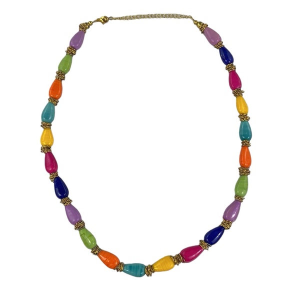 Colorful Chunky Beaded and Metal Necklace - Picture 5 of 16
